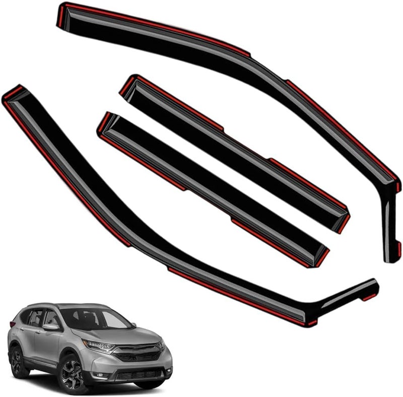 LONGKEES in-Channel Window Visors Rain Guards FIT Honda CRV 2017-2022 (2017-2022) – 4-Piece in-Channel Dark-Smoke Polycarbonate Vent Deflectors - Image 1